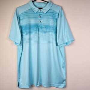 PGA Tour Polo Shirt Mens Extra Large Blue Pro Series Golf Performance Preppy